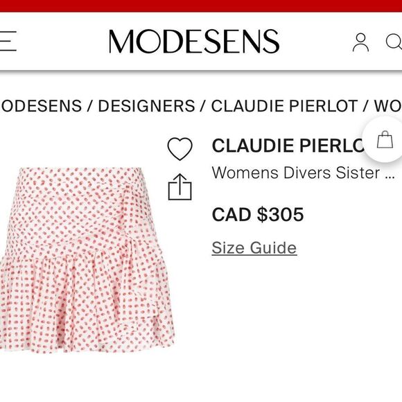 Claudie Pierlot mini ruffled cotton skirt white with red flowers - Picture 10 of 15